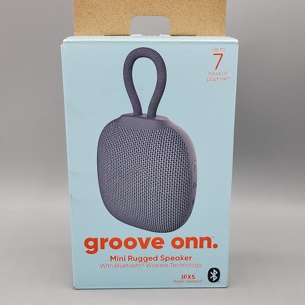 Groove Onn Mini Rugged Speaker Bluetooth Wireless Grey Open Box New